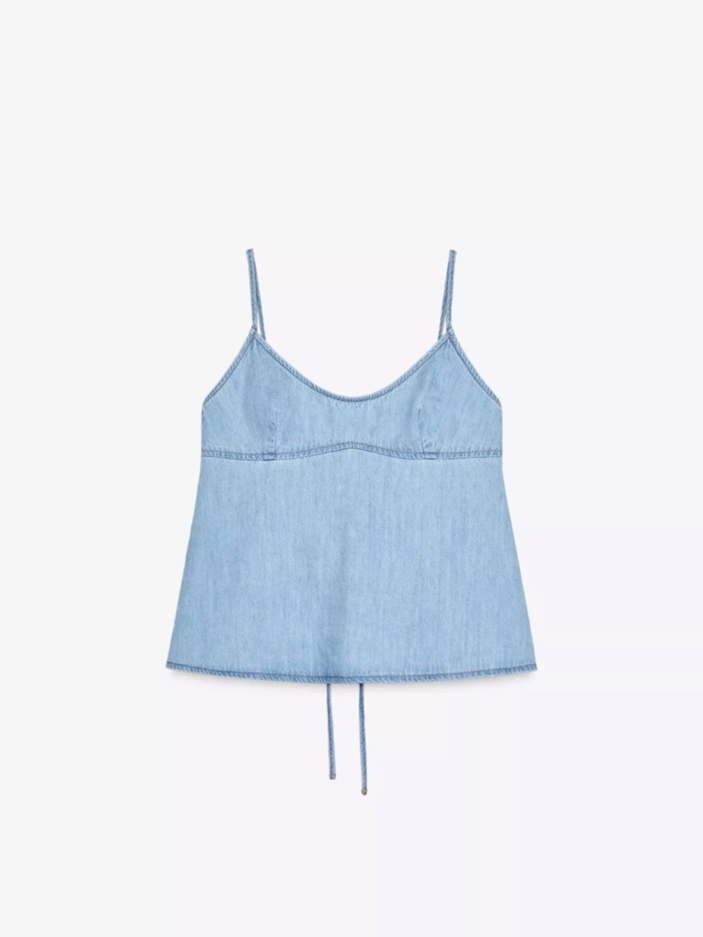 Zara Light Blue Denim Spaghetti-Strap Cami